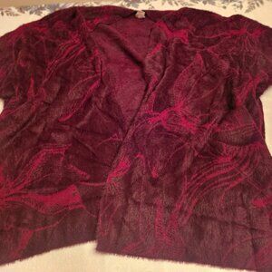 Chicos Burgundy Red Kimono Poncho Cardigan